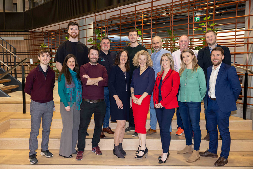 Participants at the EdTech Accelerator Pitch Day in Amazon Web Services (AWS) in Dublin yesterday. The new EdTech Accelerator was organised by The Learnovate Centre in Trinity College Dublin in partnership with AWS.